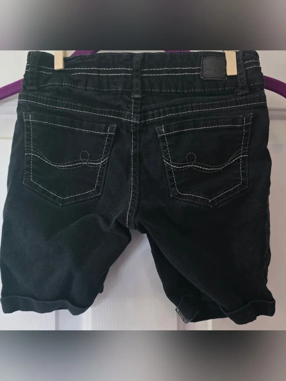 Jordache Black Bermuda Denim Shorts with Contrast Stitching